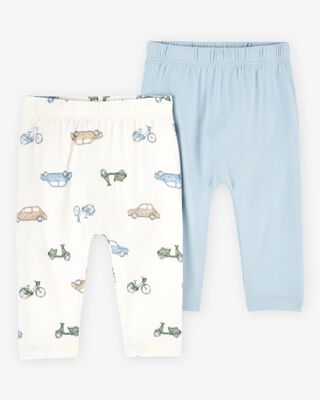 Product image 1 of Baby 2-Pack PurelySoft Pull-On Pants - Blue/Ivory