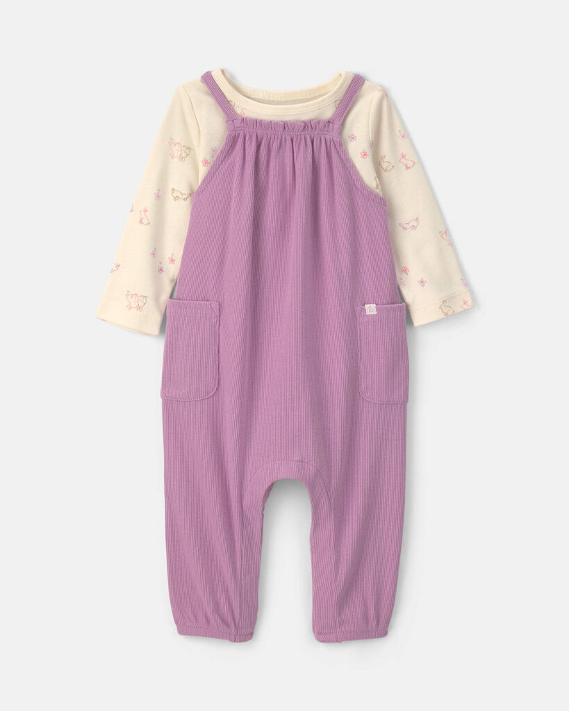 Carter's baby girl 2-piece long-sleeve overall set 12M Purple
