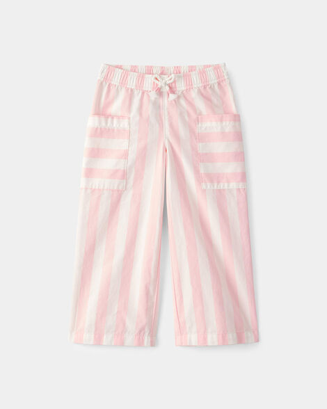 toddler girl striped pants - pink/ivory