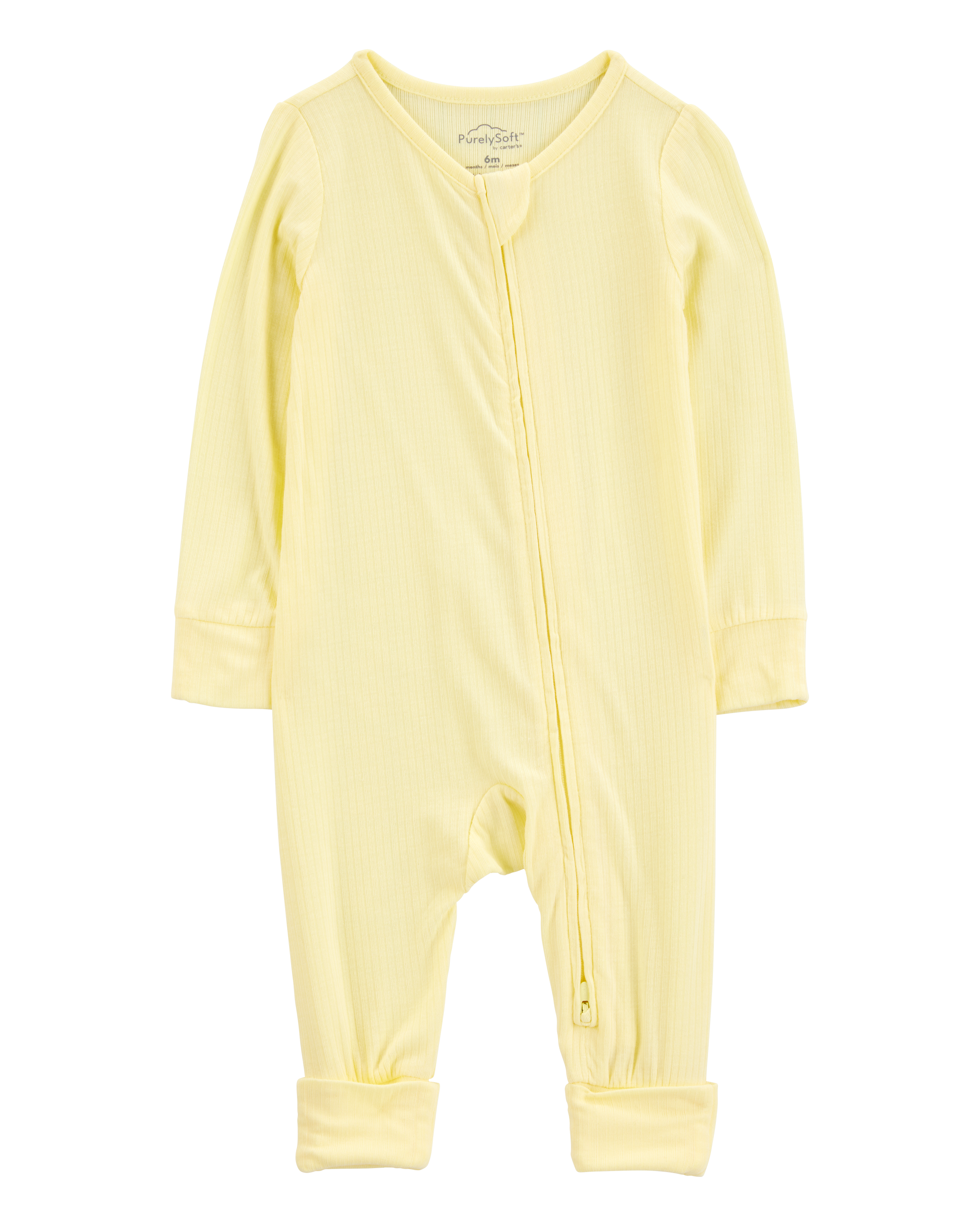 Baby Solid 2-Way Zip PurelySoft Convertible Foot Sleep & Play Pajamas - Yellow