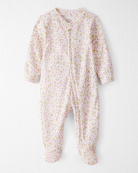 Baby Girl Organic Cotton Sleep & Play Pajamas in Botanic Muse Print