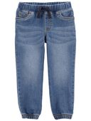 Blue - Baby Pull-On Knit Denim Pants, Selected