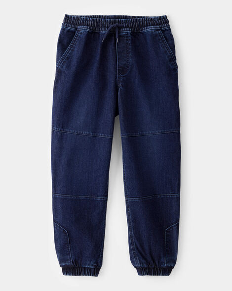 Kid Tapered Iconic Denim Drawstring Joggers - Indigo Wash