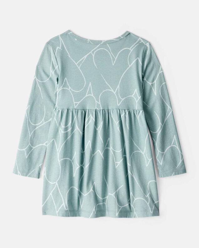Product image 2 of Toddler Girl Heart Print Long Sleeve Cotton Dress - Green