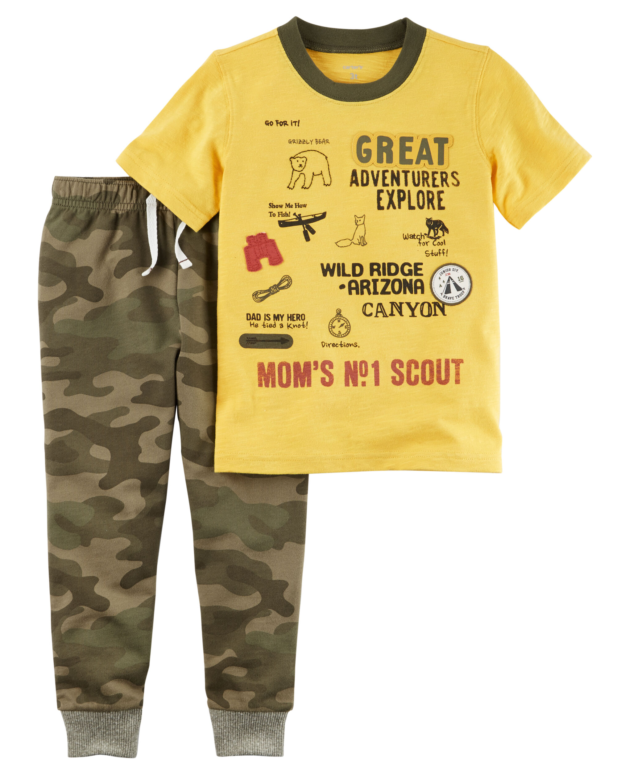 2 Piece Explorer Graphic Tee Camo Jogger Set Carters Com