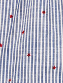 Blue - Baby Striped Star Print Drawstring Shorts - Blue, Selected