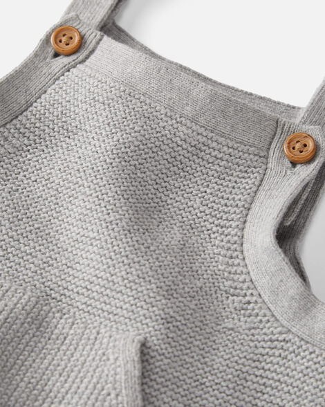  Product image 4 of Baby Organic Cotton Sweater Knit Overalls in Heather Grey