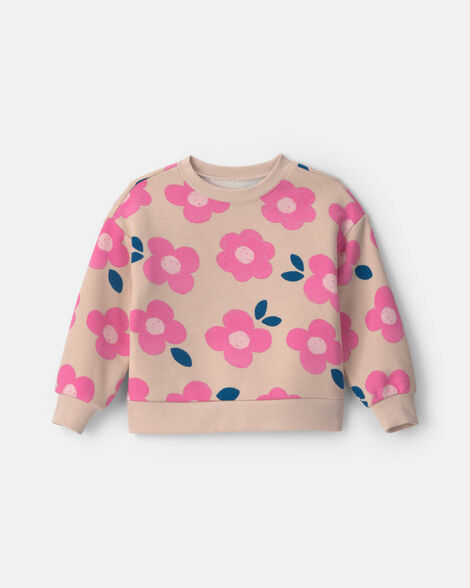 toddler girl flower fleece pullover sweatshirt