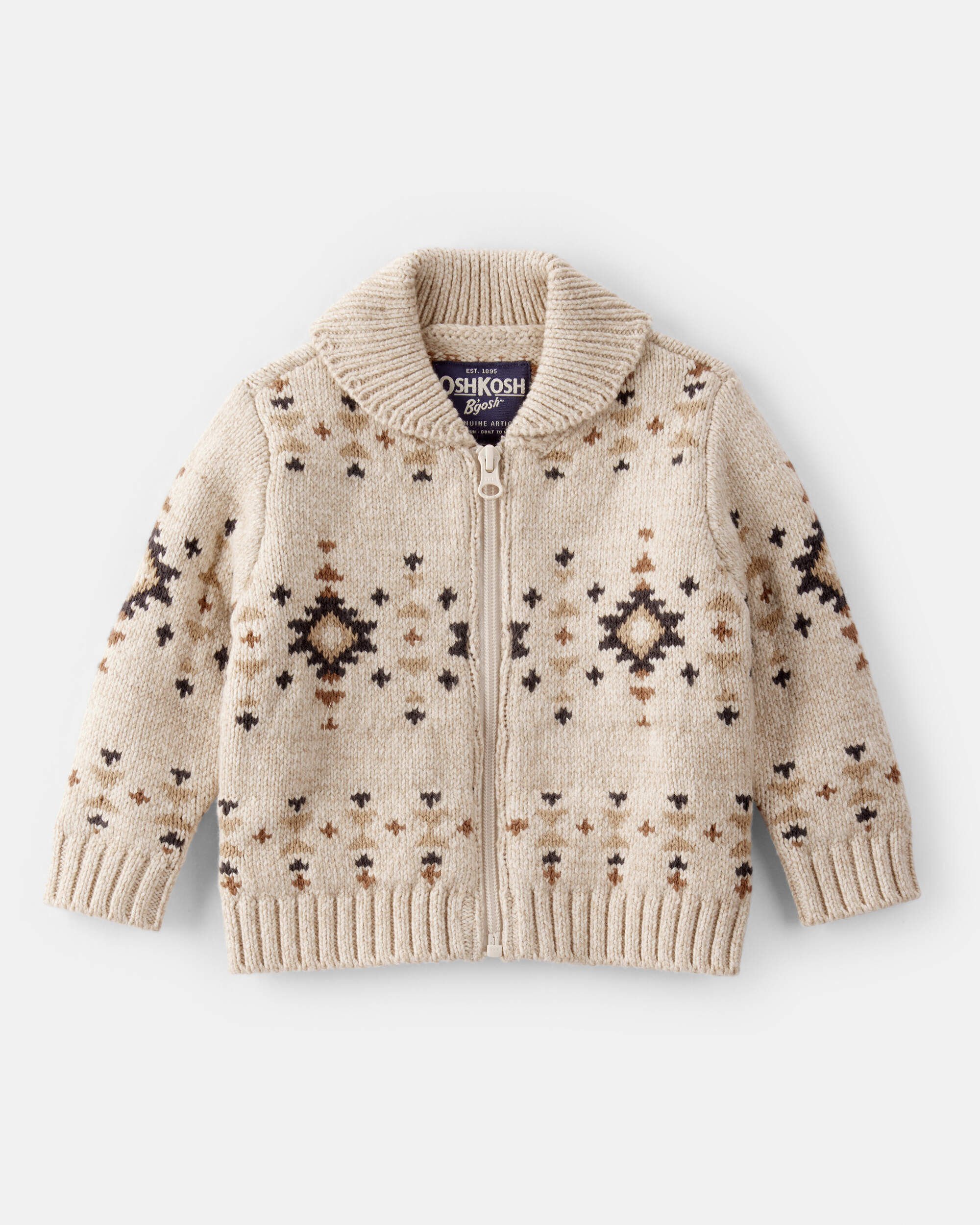 Baby Boy Southwestern Zip-Up Sweater - Ivory