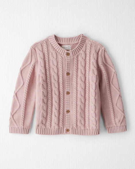Toddler Girl Organic Cotton Cable Knit Cardigan