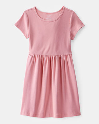 Product image 1 of Kid Ribbed Short-Sleeve Dress - Pink