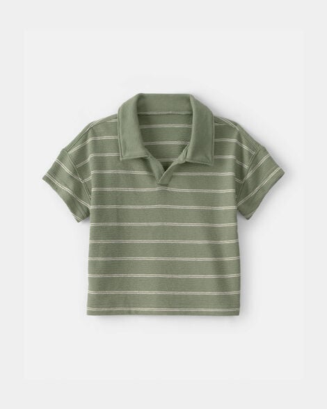 Baby Boy Striped Uniform Polo Shirt - Olive