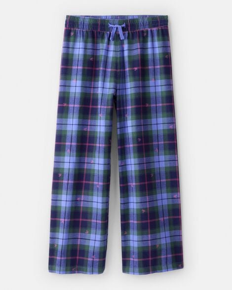 Girls Flannel Plaid Bottoms - Blue