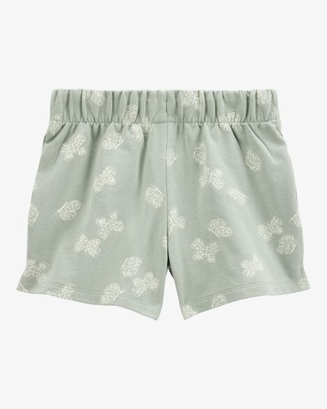  Product image 2 of Kid Butterfly Print Pull-On French Terry Shorts - Green