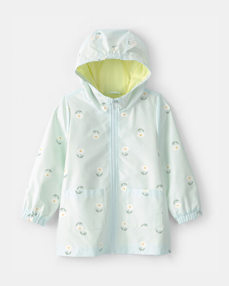 toddler girl floral raincoat - blue
