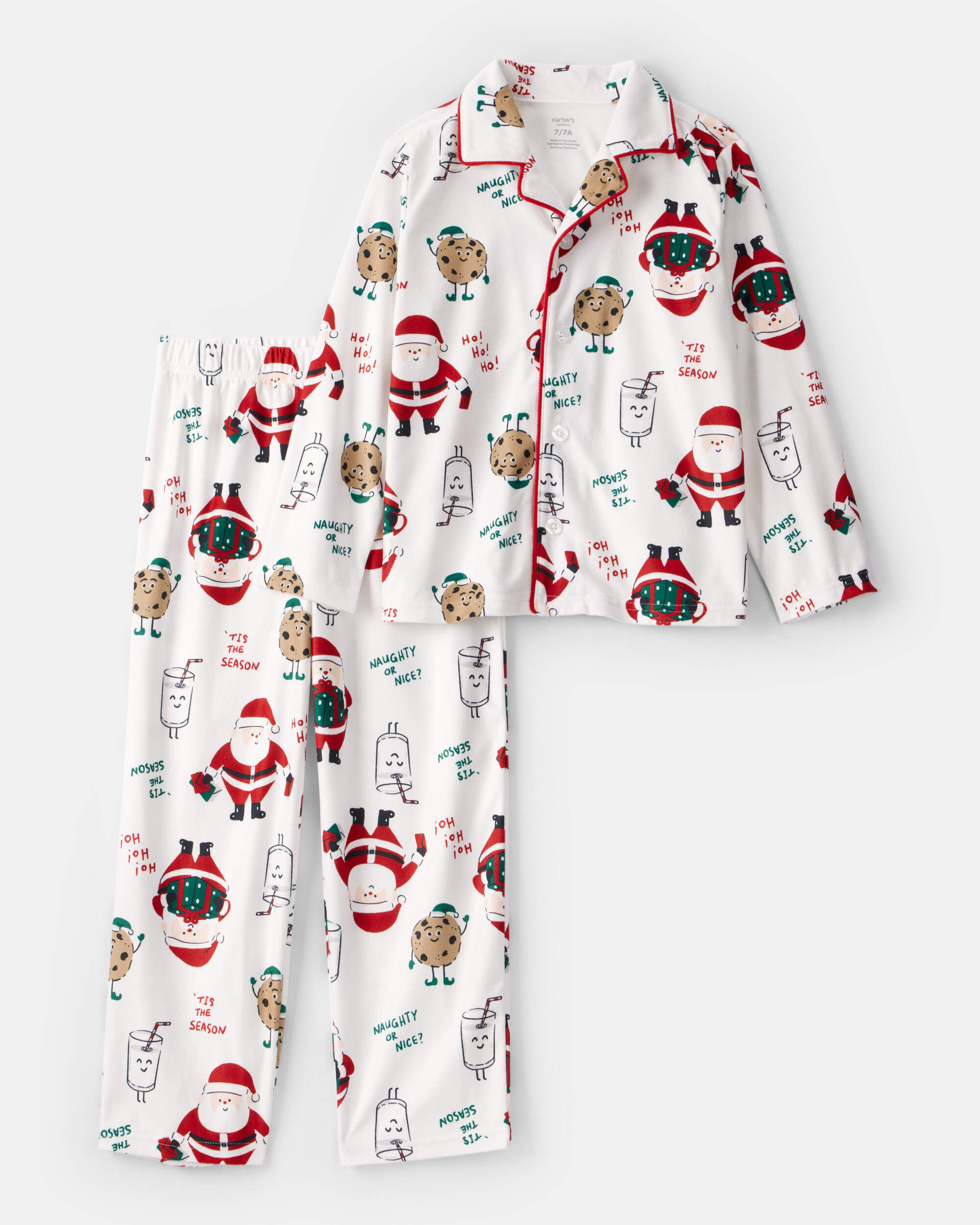 Kid Beige Santa Milk & Cookies Long-Sleeve Loose Fit 2-Piece