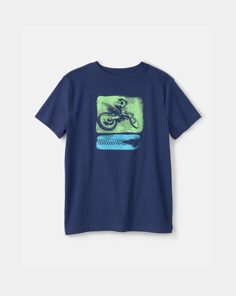 boys dirt bike graphic tee - blue