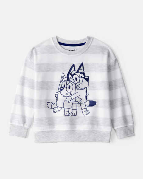 toddler bluey striped french terry pullover - grey