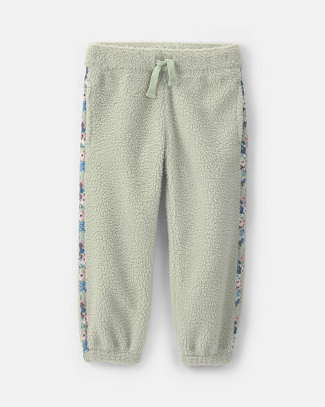 Toddler Girl Floral Fleece Joggers - Green