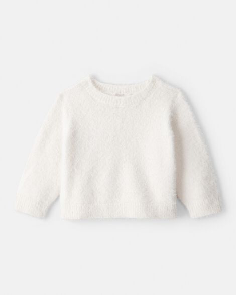 baby girl brushed sweater - white