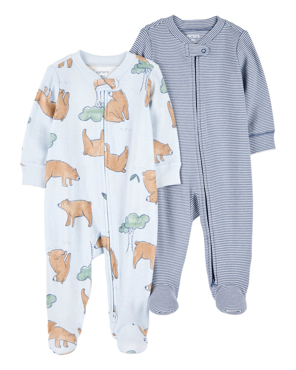 Baby Boy 2Pack 2Way Zip Cotton Sleep & Play Pajamas Blue Carter's