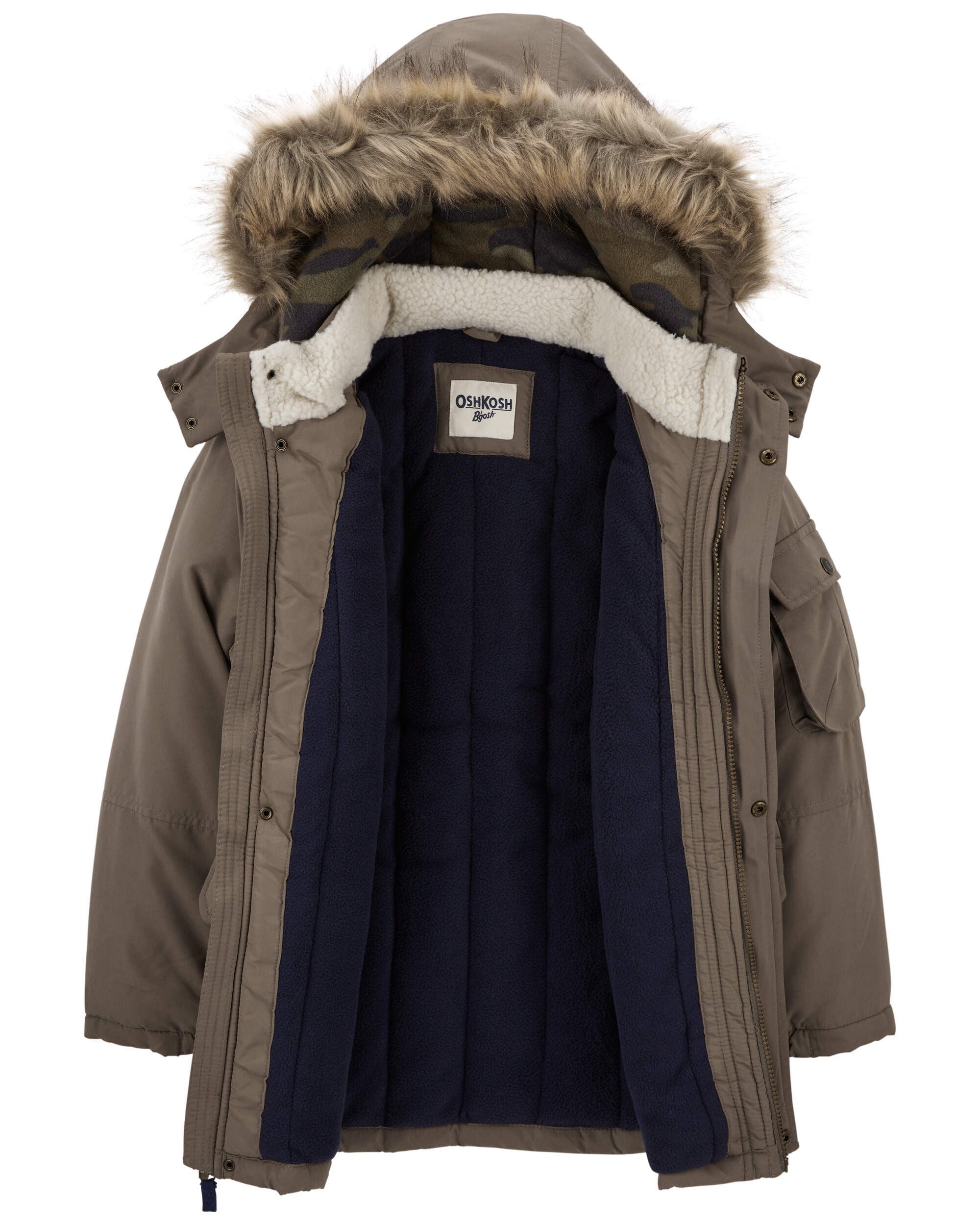 Kid Fleece Lined Midweight Jacket with Faux Fur OshKosh Carter s