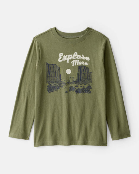 boys explore long-sleeve graphic tee - green