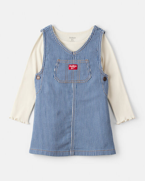 Toddler Girl Striped Denim Long-Sleeve Dress - White/Blue