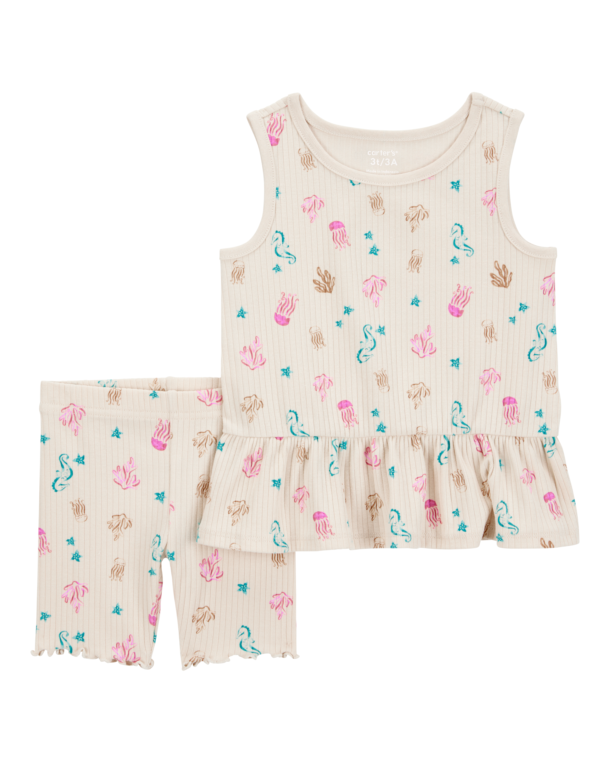 Baby 2-Piece Sea Creature Tank & Bike Short Set - Tan