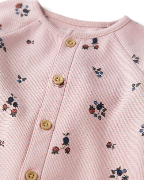 Product image 2 of Baby Organic Cotton Waffle Knit Jumpsuit in Berry Blossom Print