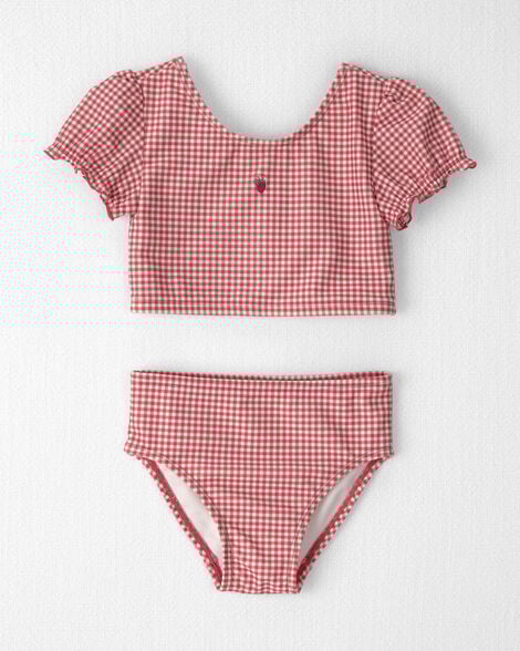Toddler Girl 2-Piece Recycled Tankini Set in Red Gingham
