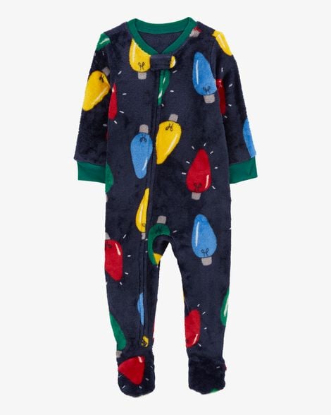 Product image 1 of Baby 1-Piece Christmas Lights Velboa Footie Pajamas