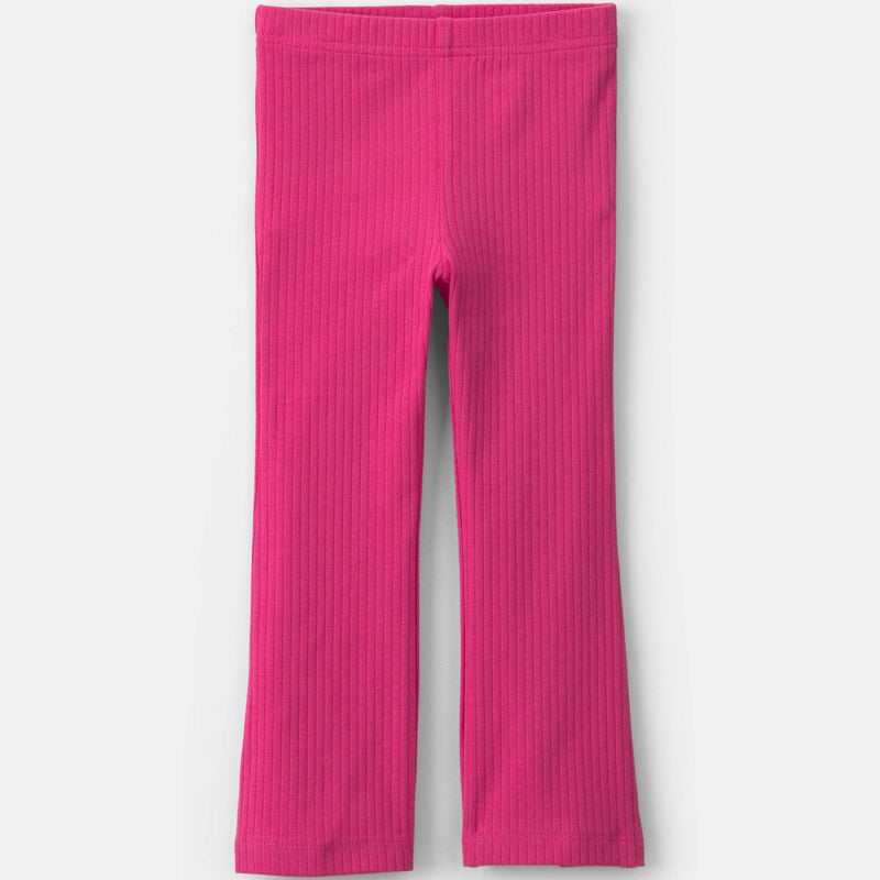 Toddler Girl Ribbed Pull-On Stretch Flare Leggings - Pink