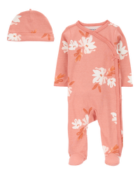 Baby 2-Piece Floral Sleep & Play Pajamas and Cap Set