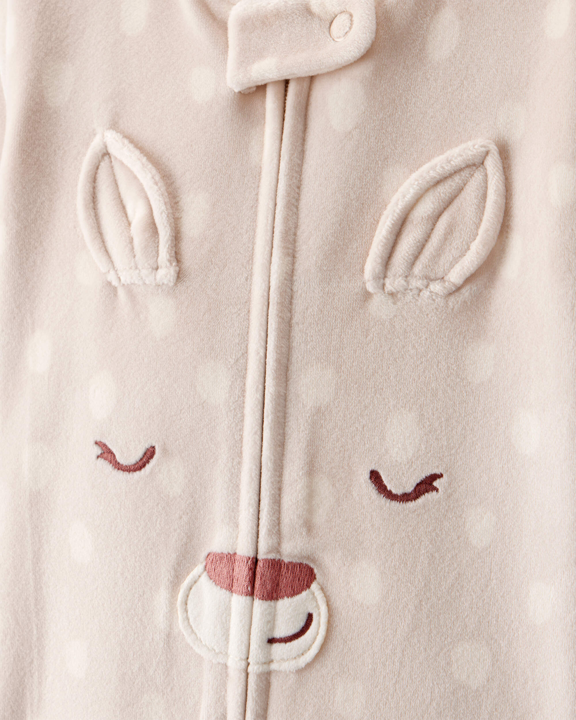 Toddler Girl Deer Print Snug Fit Long-Sleeve 2-Way Zip 1-Piece Pajamas - Brown