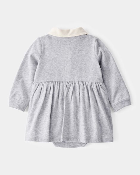 Product image 2 of Baby Varsity Polo Bodysuit Dress - Grey