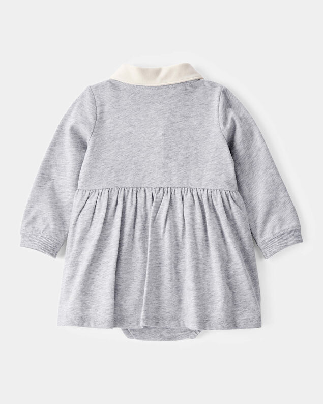 Product image 2 of Baby Varsity Polo Bodysuit Dress - Grey