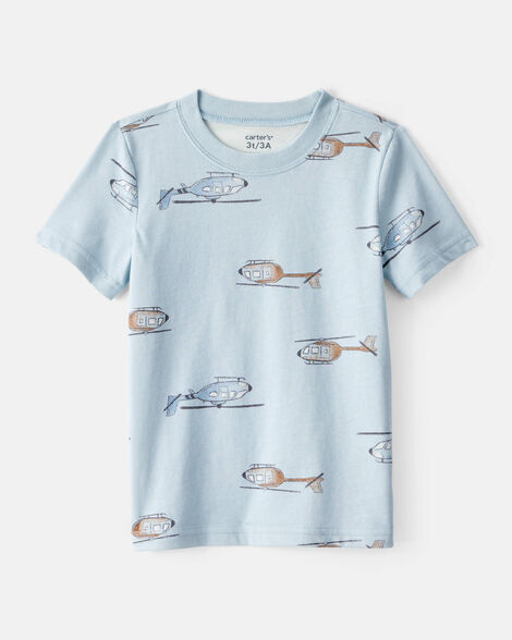 toddler boy helicopter print short-sleeve tee - blue