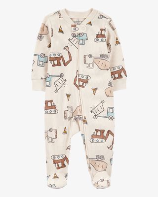 Product image 1 of Baby Construction 2-Way Zip Ribbed Sleep & Play Pajamas