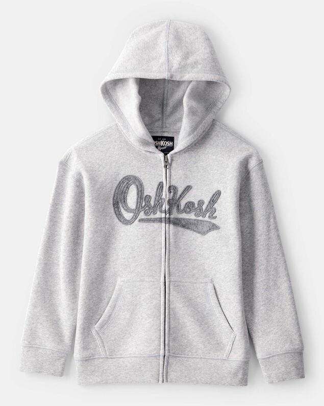 Product image 1 of Boys OshKosh Fleece Logo Zip Jacket - Grey