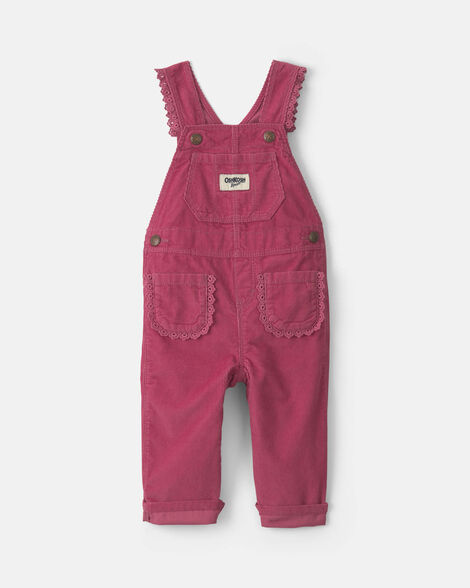 Baby Girl Corduroy Overalls - Dark Pink