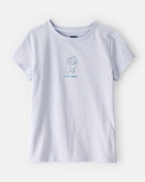 Girls Cat Short-Sleeve Graphic Tee - Blue