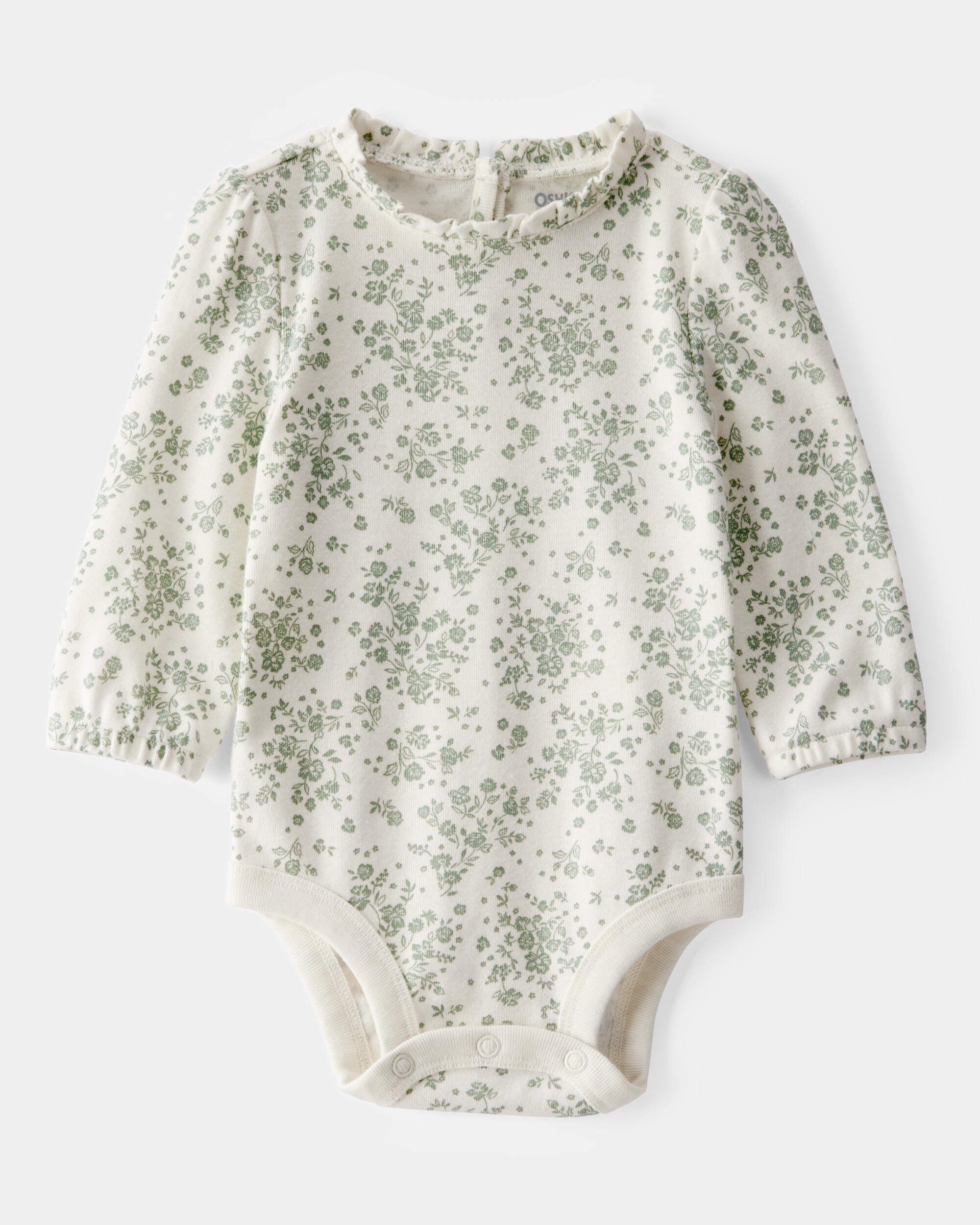 Baby Ribbed Floral Print Long-Sleeve Bodysuit