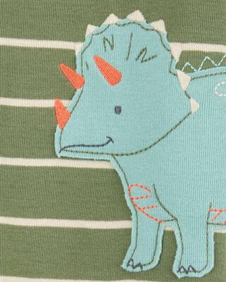 Product image 2 of Toddler Dinosaur Striped Snug Fit Cotton Footie 1-Piece Pajamas - Green