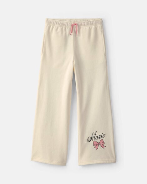 girls disney© marie fleece wide-leg pants - cream