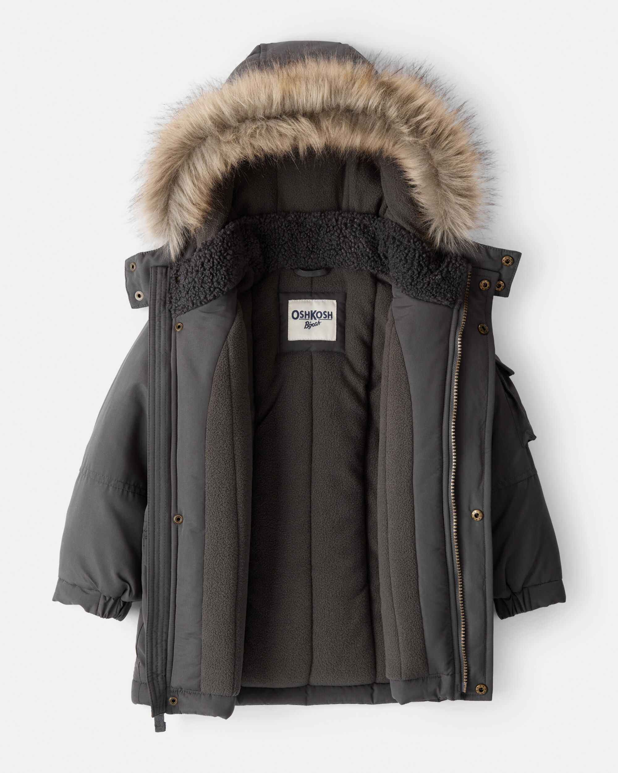 K_yksts snow① Toddler Boy Hooded Heavyweight Winter Jacket - Grey