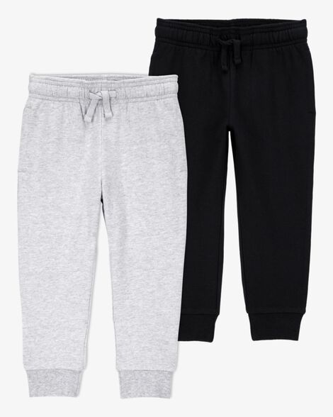 Product image 1 of Toddler 2-Pack Pull-On Drawstring Joggers - Grey/Black