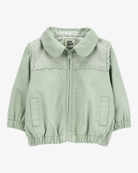  Product image 1 of Baby Zip-Up Eyelet Woven Jacket - Green
