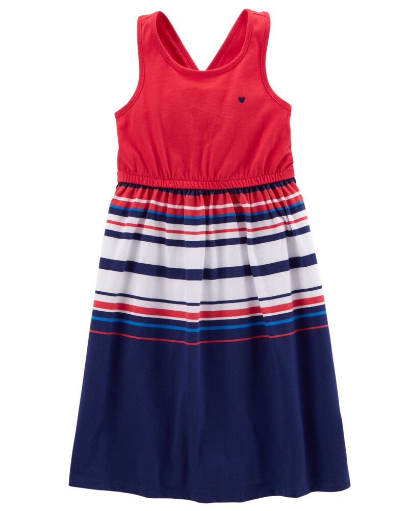 Red/White/Blue Fourth Of July Jersey Dress