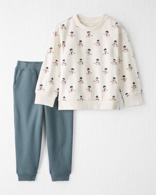 Product image 1 of Toddler Holiday Fleece Set Made with Organic Cotton in Snowman Print
